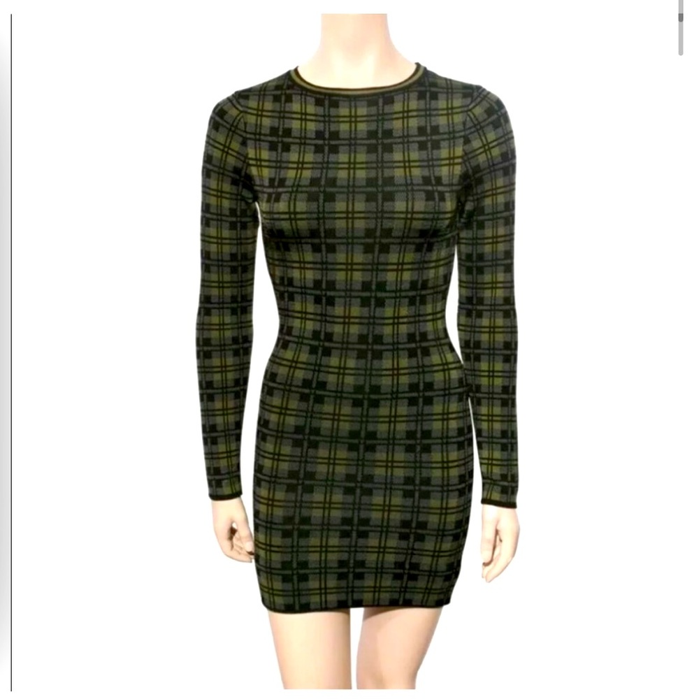 Beautiful Green Plaid Mini Dress